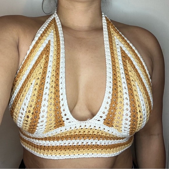 Crochet tie up crop top size small/medium - Picture 1 of 3